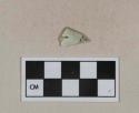 Green transferprinted whiteware vessel body fragment, white paste