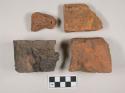 Red brick fragments, 1 burned