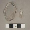 Colorless glass vessel fragments, 1 fragment possible pipette tube