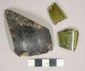 Olive green glass vessel fragment, 1 fragment degraded