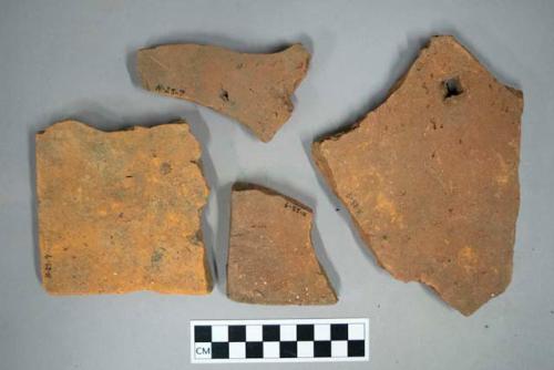 Red ceramic rooftile fragments 1 with nail hole