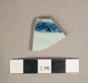 Blue on white handpainted porcelain vessel body fragment, white paste