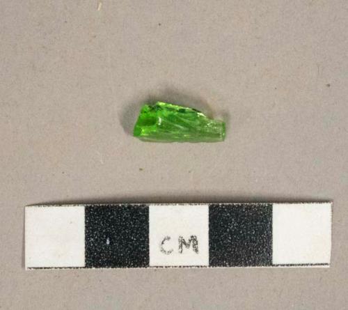 Bright green glass vessel fragment