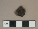 Black lead glazed grayish redware vessel body fragment, possibly jackfield type