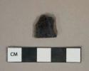 Black lead glazed redware vessel body fragment, grayish red paste, likely jackfield type