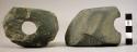 2 fragments of perforated stone hoes