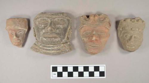 Heads of terracotta figures