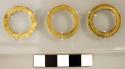 Washer-shaped gold objects