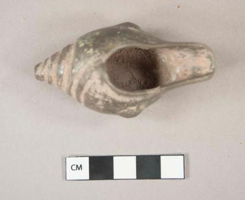 Small pottery zoomorphic effigy vase (snail)