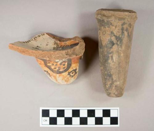 24 Los Llanitos polychrome pottery footed bowl legs