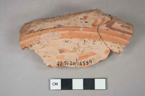 2 fine line polychrome body potsherds