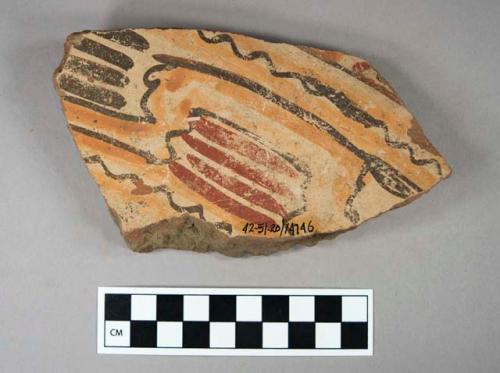 4 Los Llanitos polychrome thick bowl body sherds