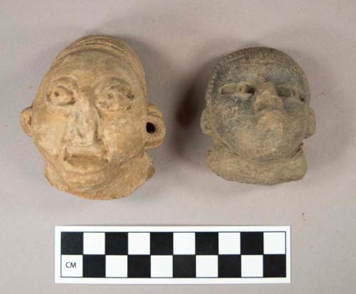 4 archaic pottery figurine heads