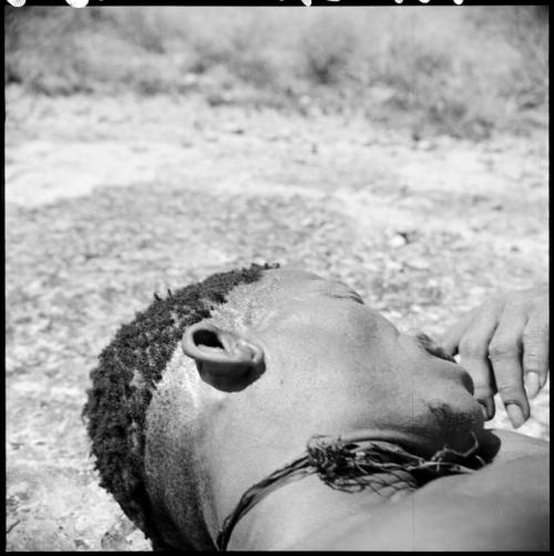 Man sleeping, close-up of his head