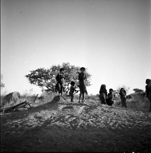 Children dancing on an anthill