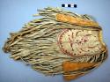 Pouch with heavy fringe (tobacco bag?). Made of buckskin.