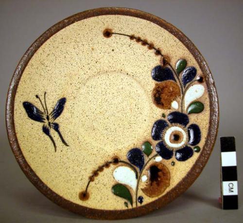 Rustico ware polychrome luncheon set with owl ,bird +plant motif