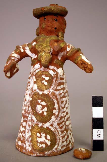 Ceramic female effigy figurine with cymbals