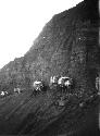 Caravan on steep cliff; Lanchow to Sining
