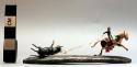 Ceramic polychrome miniature bullroping scene