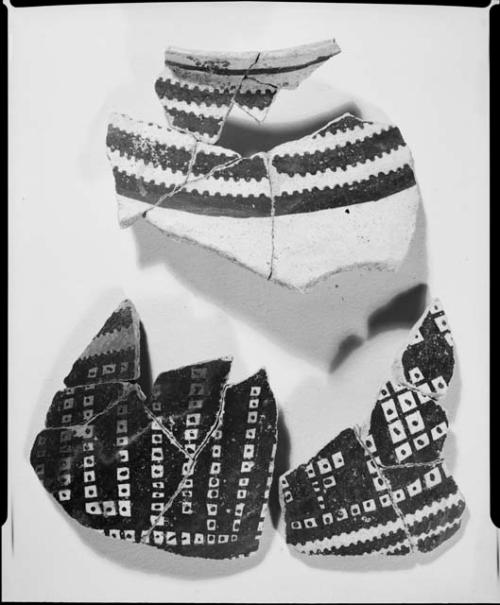 Photograph and negative of painted ceramics from the Jeddito Expedition, page 60