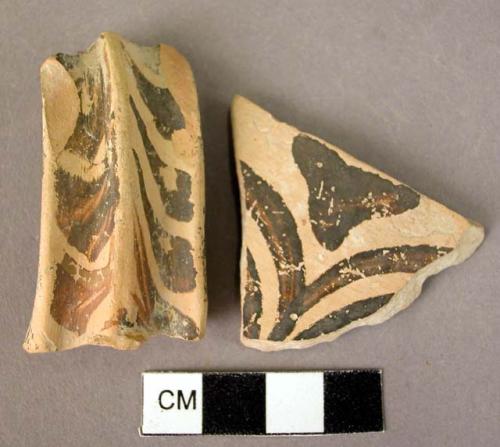 3 potsherds; 1 pottery handle fragment