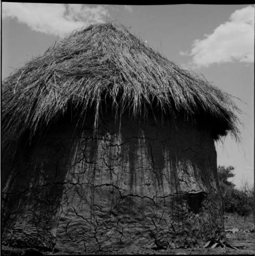 Skerm made of mud, with a thatched roof