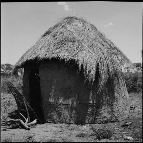 Skerm made of mud, with a thatched roof