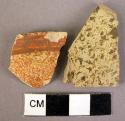 Ceramic rim and body sherd, spattered design