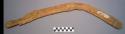 Rabbit stick, carved wood, flat, with handle, cracked & bound w/ sinew