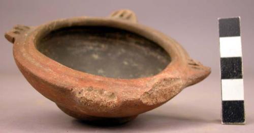 Bowl, effigy, flat rim, fragmentary ring base