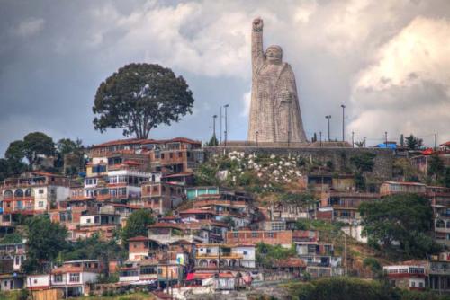 "Janitzio, site of the 130' statue of Jose Maria Morelos"