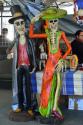 "Near life-size figures (Catrinas) on display for Dia de los Muertos, Plaza Grande"