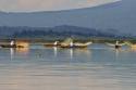 "Five boats of butterfly net fisherman on Lago Patzcuaro"