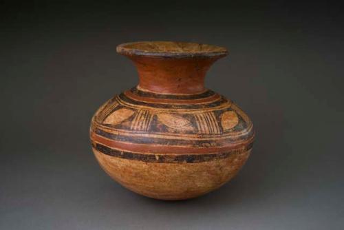 Restored polychrome pottery jar