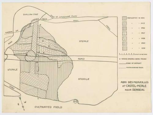 Abri des Merveilles at Castel-Merle near Sergeac, plan