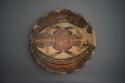 Restored shallow polychrome pottery vessel