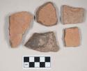 Coarse red bodied earthenware body sherds, unslipped, reduced core