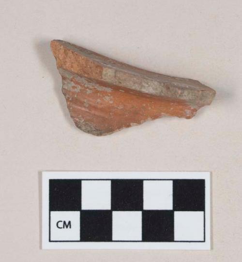 Polished Monochrome Ware, Orange, body sherd, jar neck to body transition