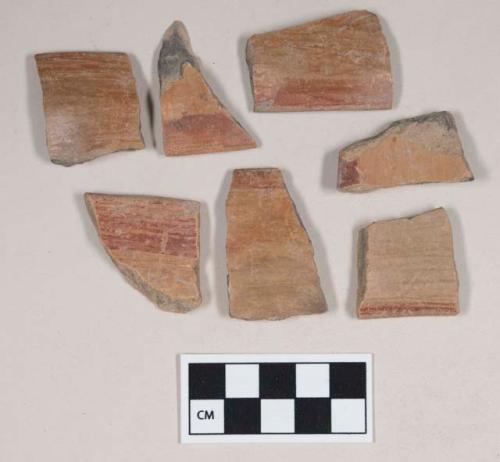 Red-on-Natural Painted Ware, rim sherds