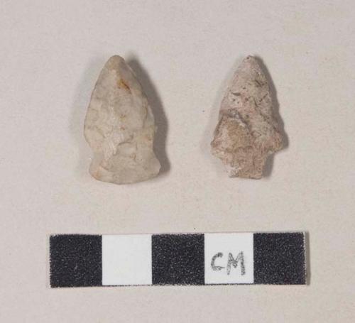 Chipped stone, projectile point, stemmed; chipped stone, projectile point, side-notched