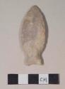 Chipped stone, projectile point, stemmed, slight side notches