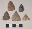 Chipped stone, projectile points, triangular, one with cortex