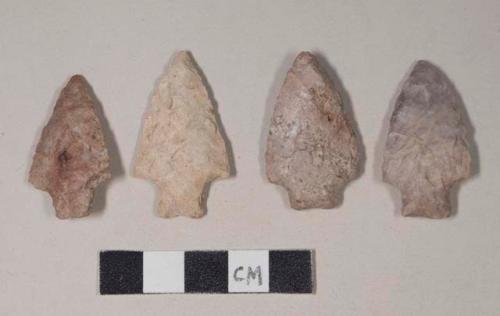 Chipped stone, projectile points, stemmed; one with cortex