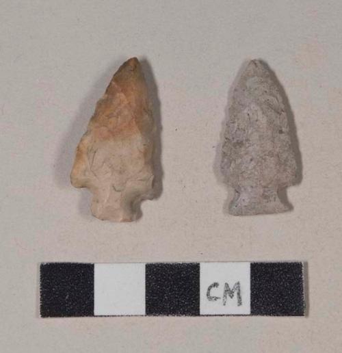 Chipped stone, projectile points, corner-notched, one serrated