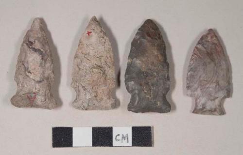 Chipped stone, projectile points, side-notched; chipped stone, projectile point, corner-notched