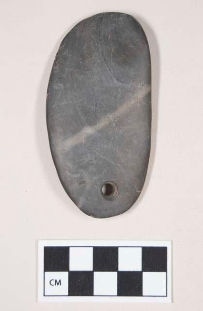 Ground stone pendant, one perforated hole