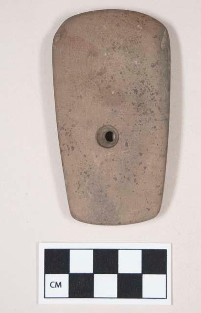 Ground stone pendant, rectangular, one perforated hole