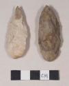Chipped stone, bifaces, ovate; one maybe a stemmed projectile point in progress