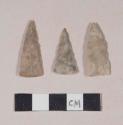 Chipped stone, projectile points, triangular; chipped stone, projectile point, lanceolate